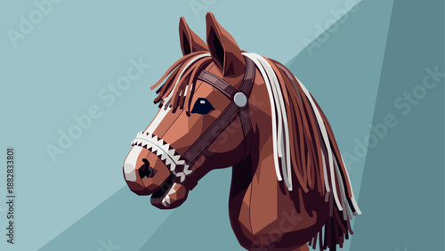 Geometric low poly horse: modern animal art with 3d faceted design