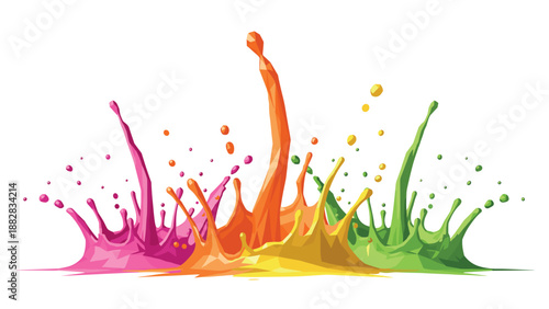 Colorful polygonal paint splash artwork with geometric abstract design