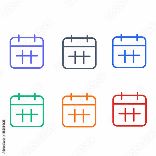 Simple Outline Calendar Schedule Event Symbol Reminder Icon Set