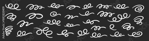 Abstract doodle swirl vector elements, hand drawn scribble lines and decorative curves, organic pattern shapes and ornamental design elements, seamless graphic texture