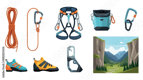 Climbing gear essentials: rope, harness, carabiners, and more for outdoor adventures