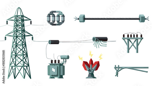 Electrical infrastructure elements in modern flat design