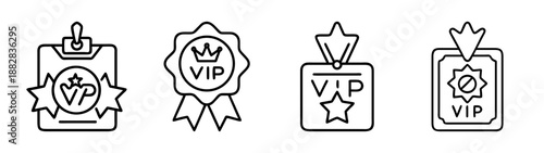 Vip access premium membership exclusive status line vector icons