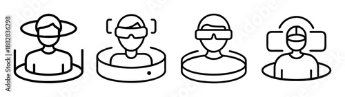 Virtual reality and augmented reality user experience technology icons.
