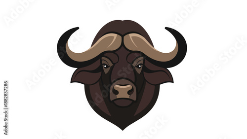 Powerful African buffalo head graphic symbolizing strength and wild spirit in a stylized emblem
