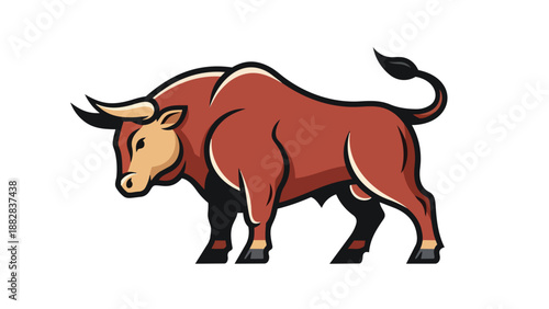 Robust horned bovine emblem showcasing power and untamed vigor on white