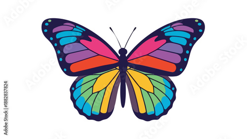 Vibrant chromatic butterfly vector illustration displaying a stunning spectrum of colors and intricate wing patterns