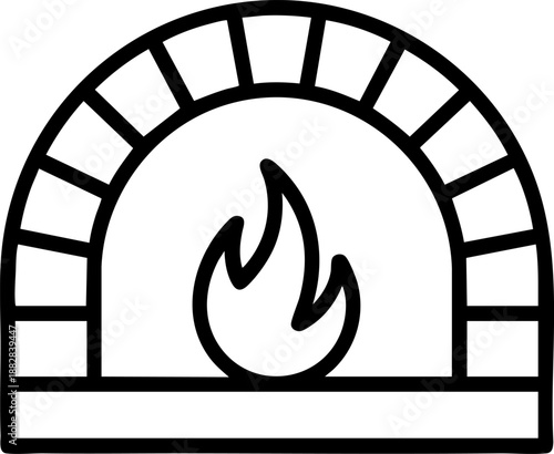 Brick Pizza Oven Icon EPS – Bakery, Cooking, Fire Oven, Restaurant, and Culinary Equipment Vector