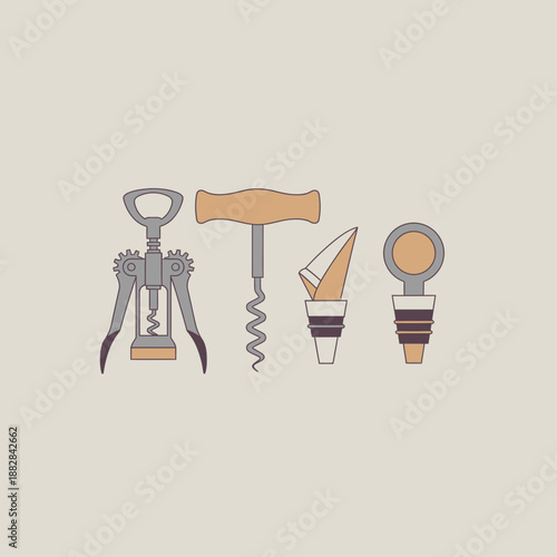 Elegant Wine Tools and Accessories, A Modern and Minimalistic Illustration for Design Projects