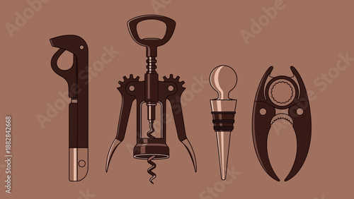 Elegant Wine Tools Illustration on a Warm Background Ready for Any Project