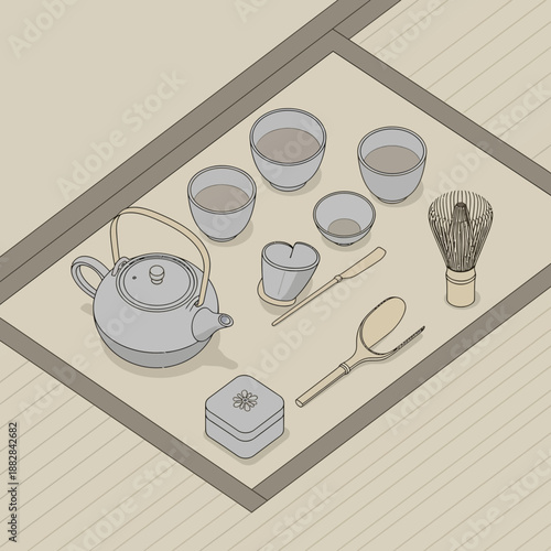 Elevated Tea Ceremony Still Life Depicting Serenity and Cultural Tradition