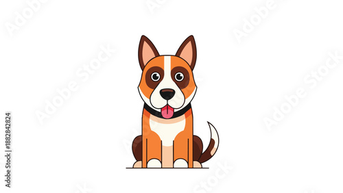 Cute cartoon dog illustration with happy face and wagging tail a friendly pet character perfect for various digital designs and educational