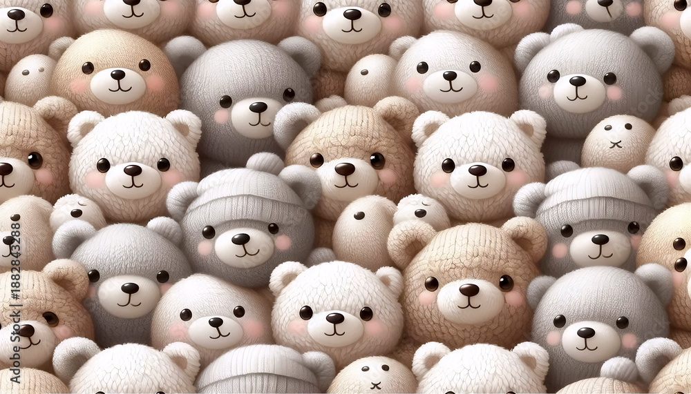 Obraz premium A teddy bear face pattern neutral bear seamless design, Ai generated image