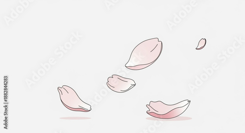 Pink flower petals falling gently through air soft focus delicate floating serene peaceful romantic whimsical elegant simple background