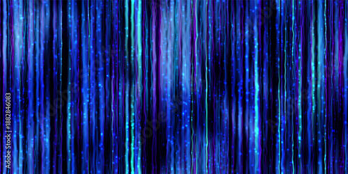 Abstract blue neon waterfall bg as a seamless pattern with gradient mesh and overlay texture. Immersive digital vibrant background in modern tach art. Surreal vector illustration