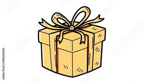 vector illustration of Yellow Gift Box with Golden Ribbon and Bow Illustration for Holidays and Birthdays