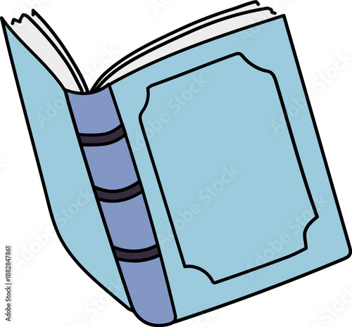 Book open with outline illustration