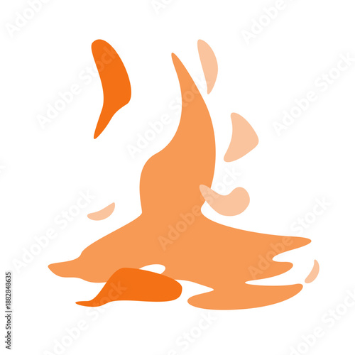 Warm orange fluid abstract shape with layered organic motion and open composition, fire flames, water or juice splash. Vector for vibrant textile prints, modern website graphics, poster backgrounds.