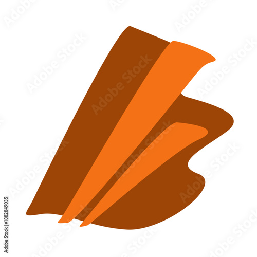 Folded orange and brown paper planes forming geometric depth. Pure vector composition with color accents. Editorial illustrations, digital collages, architecture branding, or minimalist print design.