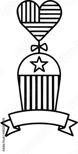 Patriotic heart memorial with star and banner Vector