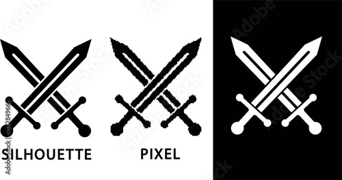 Crossed Swords Icon Vector Illustration, Flat Design