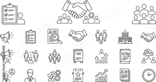 Business handshake people documents graphs