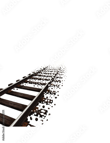 Illustrated perspective of railway tracks extending into the horizon, symbolizing a journey, progress, or path forward. A clean design element for concepts of travel and direction