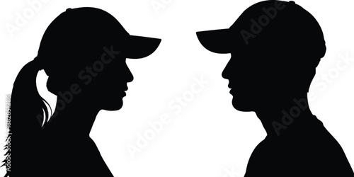 Silhouette of a man and woman facing each other