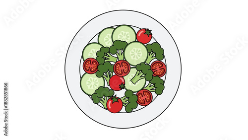 Fresh And Vibrant Plate Of Salad, A Healthy And Delicious Meal Concept Design