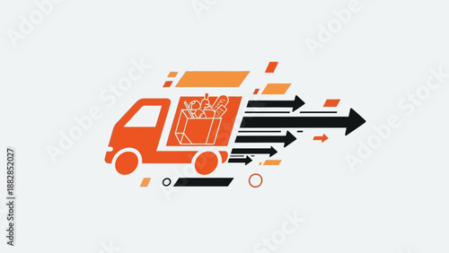 Express Food Delivery Service Depicted in Vector Illustration Driving Towards Success
