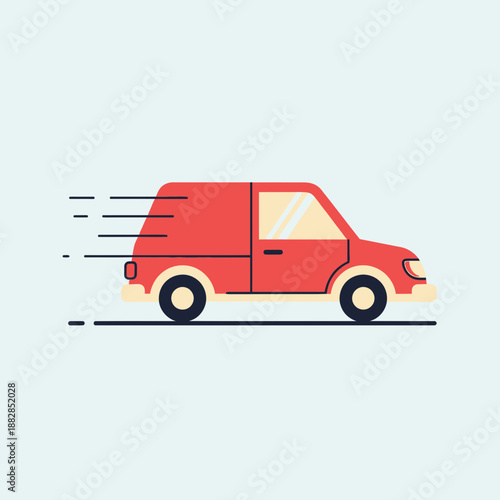 Express Delivery Vehicle Rushing With Speed, Illustrative Depiction for Shipping and Transportation