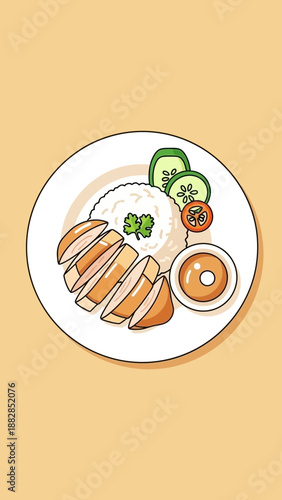 Exquisite Chicken And Rice Dish Presentation On A Plate Depicting Culinary Delight