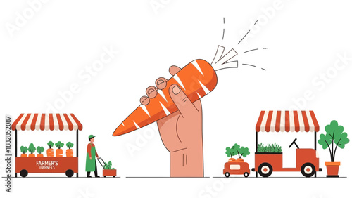 Fresh Carrot Illustration Showcasing Farmer's Market and Organic Vegetable Concepts
