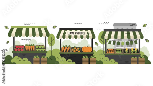 Fresh Farm Harvest Illustration Of Local Produce Market And Organic Vegetables