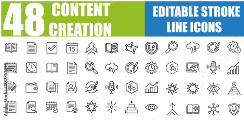 CONTENT CREATOR ICON SET – EDITABLE LINE ICONS COLLECTION FEATURING