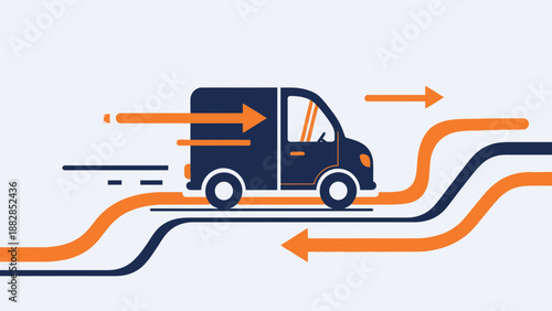 Fast Delivery Express Service Concept Illustrated With A Moving Van And Dynamic Lines