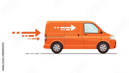 Fast Delivery Van Speeding With Arrows Illustrating Speedy Transportation Services