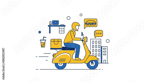 Fast Food Delivery Service Vector Illustration On White Background