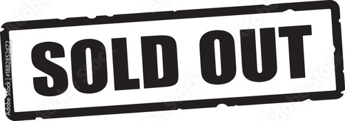 Rectangular SOLD OUT Label for Retail, Event, and Product Availability Notices