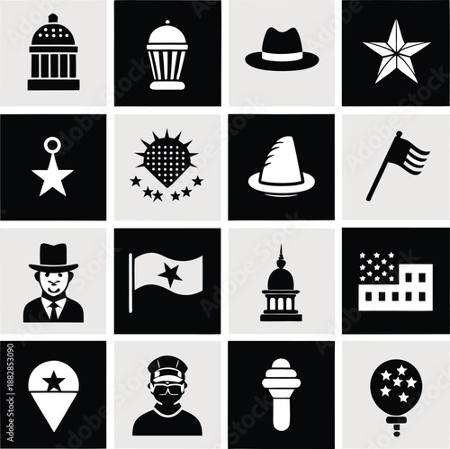 Iconic symbols of american law enforcement and government Vector