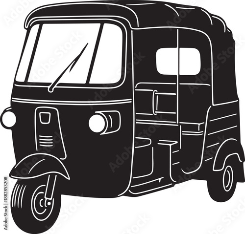Traditional auto rickshaw vector illustration for urban transport and travel concepts