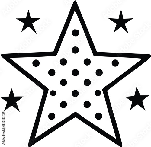 Celestial star illustration with surrounding stars Vector