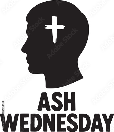 Ash Wednesday human head silhouette with cross