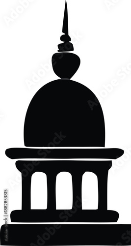 Silhouette of a traditional stupa with ornate spire Vector