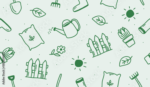 Cute gardening pattern background vector design