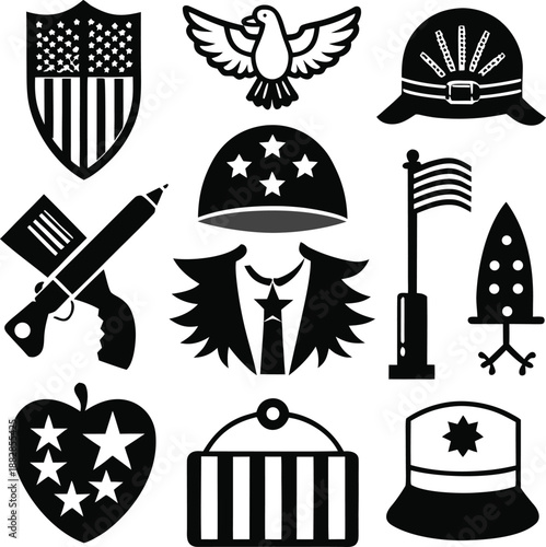 Patriotic symbols and military insignia Vector