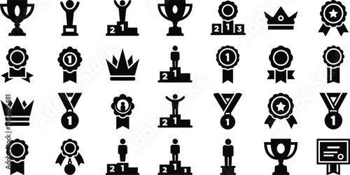 Silhouette vector graphics of trophies and awards