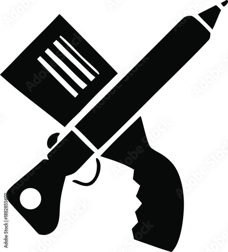 Silhouette of a hand saw and a ruler Vector