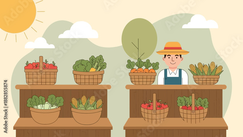 Fresh Produce Displayed At A Farmer's Market Showcasing Seasonal Vegetables and Fruits