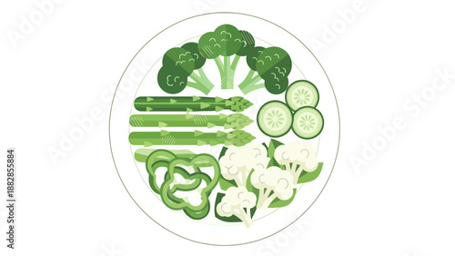 Fresh Healthy Vegetables Arranged Elegantly On A Plate For A Nutritious Diet